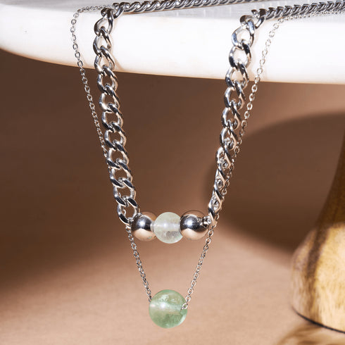 Fluorite x Argent | Collier chaîne de pierres précieuses